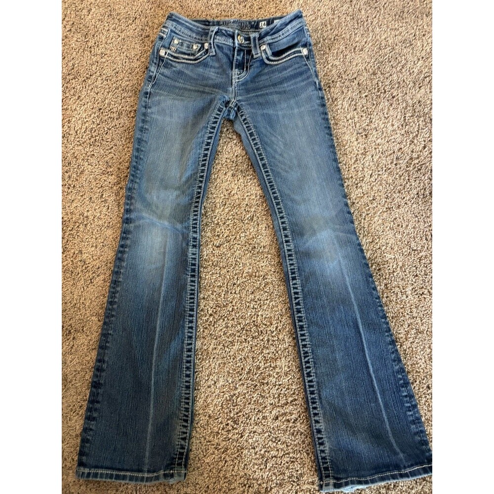 Miss Me Kids Size 14 Bootcut Jeans Blue Embellished Rhinestone JK5890B